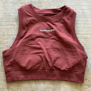 Alphalete Women's Burgundy and Brown Crop-top